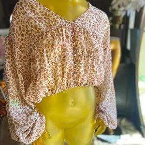 Animal Print Button Up Short Blouse